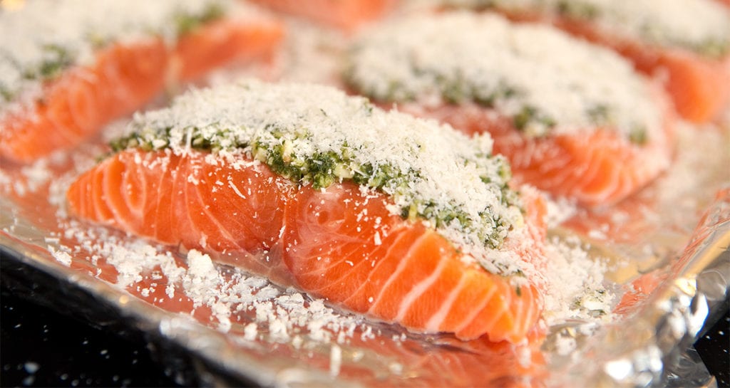 sheet pan pesto salmon 